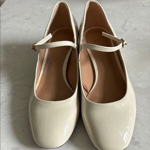 Zara Cream Heeled Mary Jane Shoes